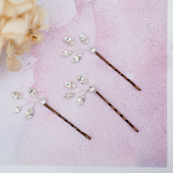 Set Of Three Diamante Bridal Hair Pins, 2 of 4