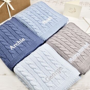 Luxury Baby Boy Cable Blanket, 4 of 11