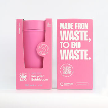 Circular And Co Coffee Cup Made From Bubblegum 12oz Pink, 2 of 8