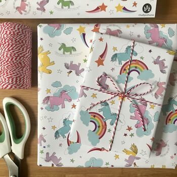 Unicorn Gift Wrapping Paper Or Gift Wrap And Card Set, 8 of 12
