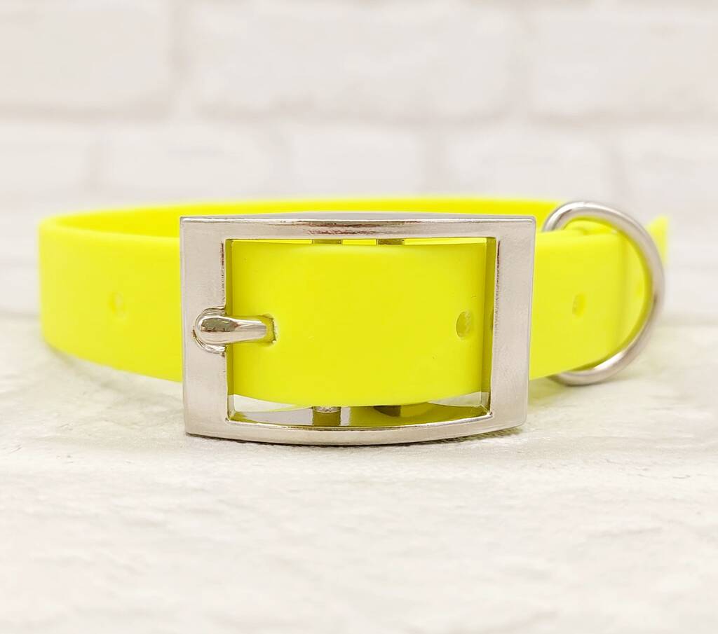Waterproof Dog Collar And Lead Set Neon Yellow By Trinkety Paws
