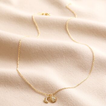 Sun And Moon Charm Necklace In Gold Plating, 3 of 5