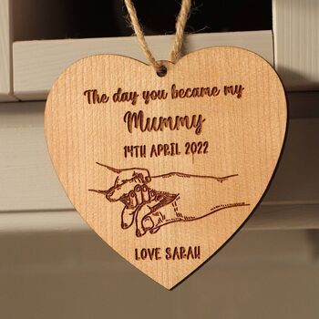 Personalised “The Day You Became My Mummy” Cherry Wood Ornament – Custom New Baby Keepsake Gift, 5 of 6