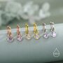 Sterling Silver June Birthstone Alexandrite Crystal Drop Hoop Earrings, thumbnail 5 of 11