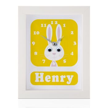 Personalised Children's Rabbit Clock, 3 of 10