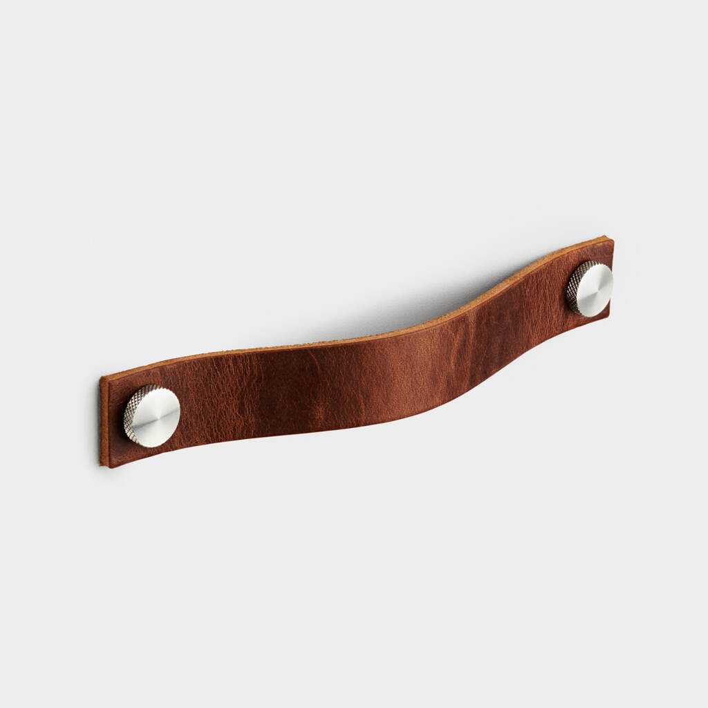 Cowhide Leather Strap Handles With Brass Studs By Pushka Home