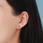 Sterling Silver Tiny Sapphire Blue Cz Flower Screw Back Earrings, thumbnail 2 of 10