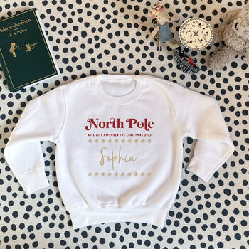 Personalised Children's Christmas North Pole Jumper, 4 of 6