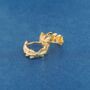Gold Cz Leaf Hoop Earrings, thumbnail 3 of 7
