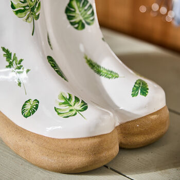Personalised Large Leaf Welly Boots Planter, 3 of 4