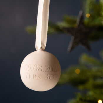 Personalised New Baby Etched Ceramic Bauble, 2 of 5