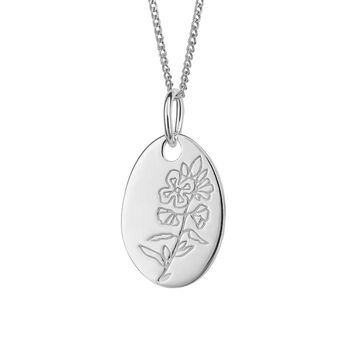 Sterling Silver February Birth Flower Necklace, 7 of 10