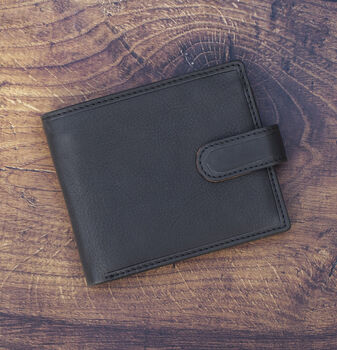 Personalised Mens Black And Tan Leather Wallet Rfid, 9 of 9