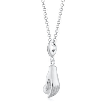 Sterling Silver Hand And Pearl Charm Necklace, 2 of 8
