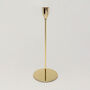 G Decor Verro Set Of Three Modern Gold Stainless Steel Candle Holders Sleek Weighted Dinner Candlesticks, thumbnail 4 of 5