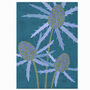 Sea Holly Eryngium Flower Greeting Card, Illustrated, Textured, Blue, Sustainably Printed, British Flower, thumbnail 2 of 2