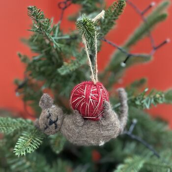 Personalised Cat Christmas Decoration With Ball Of Wool, 3 of 4