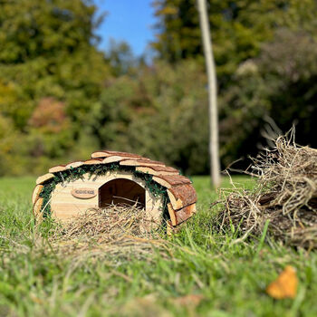Prickles The Hedgehog Wooden House With Nesting Straw, 2 of 6