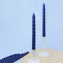 G Decor Coraline Cérulea Set Of Two, 10 Or 20 Royal Blue Twisted Dinner And Taper Candles, thumbnail 1 of 3