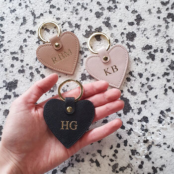 Personalised Saffiano Leather Heart Keyring, 8 of 10