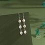 Sterling Silver Irregular Shape Pearl Trio Drop Hook Earrings, thumbnail 3 of 11