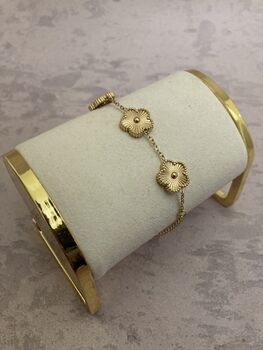 Gold Five Leaf Clover Charm Bracelet, 3 of 6