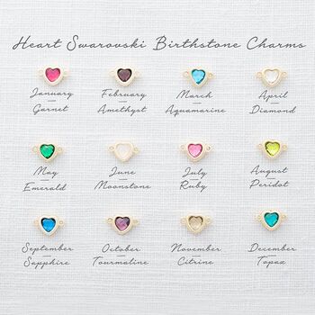 Sterling Silver Initial Disc Heart Birthstone Bracelet, 4 of 11