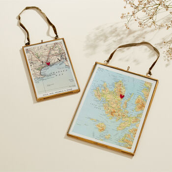 Personalised Family Vintage Map Stitch Heart Picture, 3 of 4