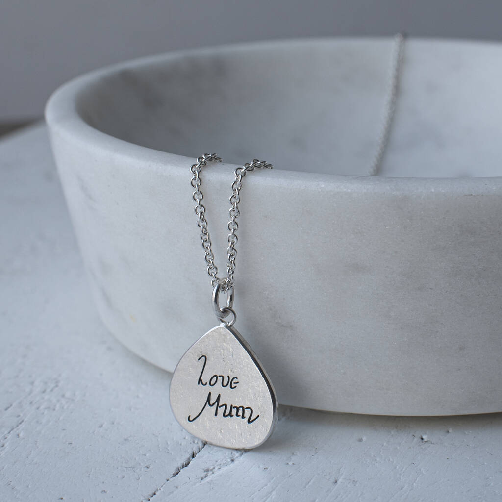 Personalised Handwritten Message Silver Necklace By Hold upon Heart