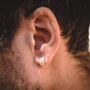 Gold Plated Huggie Patterned Hoop Earring For Men, thumbnail 3 of 9