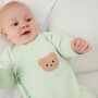 Personalised Green Quilted Teddy Bear Boucle Romper, thumbnail 4 of 7