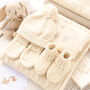 Luxury Cream Welcome Baby Knitted Essentials And Toy Gift Set, thumbnail 1 of 12