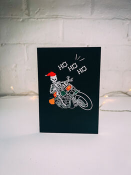 Biker Skeleton Santa Christmas Card, 3 of 5