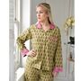 Block Printed Green And Pink Floral Cotton Pyjamas, thumbnail 3 of 6