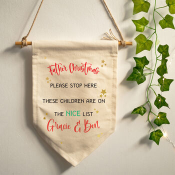 Personalised 'Nice List' Christmas Hanging Pennant, 2 of 3