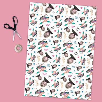 Jane Fonda Wrapping Paper, 80s Retro Gift Wrap, 2 of 4