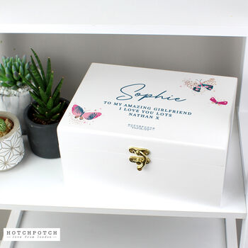 Personalised Butterfly White Wooden Keepsake Box, 5 of 5