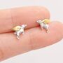 Flying Pig Stud Earrings In Sterling Silver, thumbnail 4 of 11