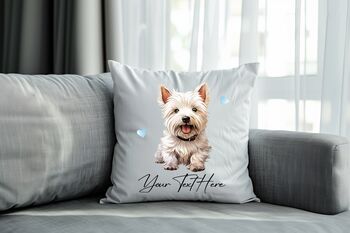 Personalised West Highland Terrier Hearts Cushion Cover, 2 of 2