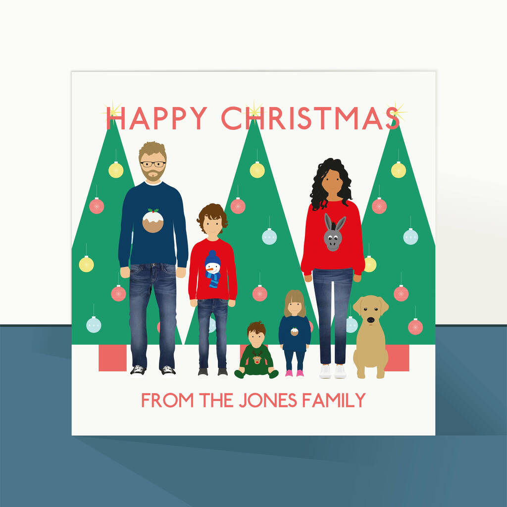 Personalised Family Christmas Cards Pack 'Trees' By Little Florence ...