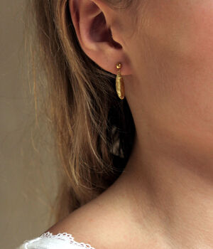 Abstract Leaf Earrings In Silver Or Gold Vermeil, 3 of 4