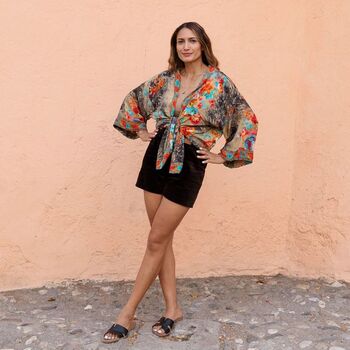 Colourful Floral Viscose Summer Jacket, 5 of 6