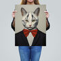Tabby Cat Who Came To Tea Pet Portrait Wall Art Print, thumbnail 2 of 6