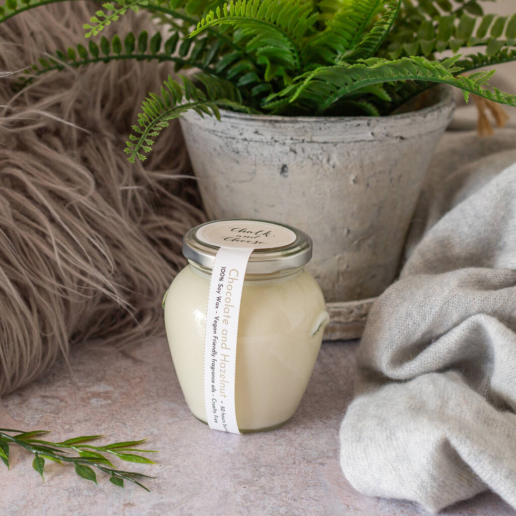 Chocolate And Hazelnut Soy Jar Candle By Chalk And Cheese Candles And