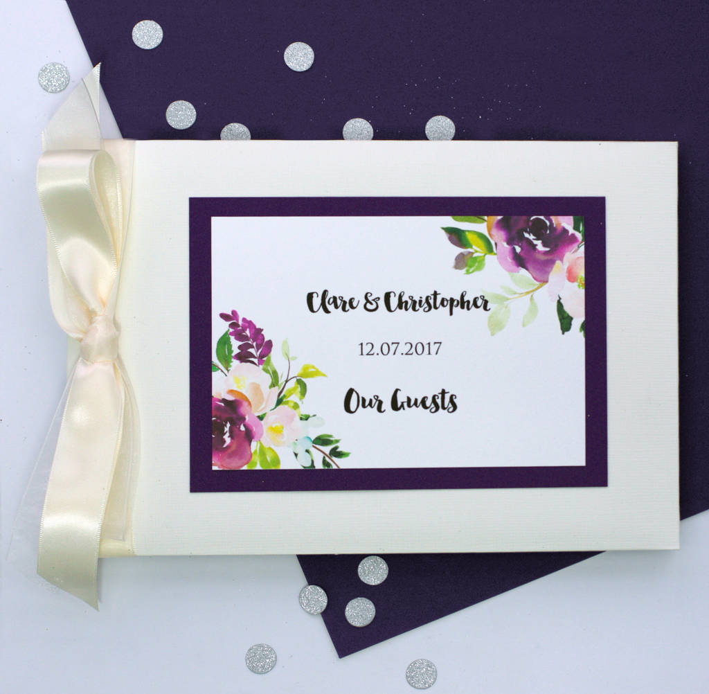 Wedding Guest Book With Water Colour Flowers By 2by2 Creative Wedding Guest Book With Water Colour Flowers