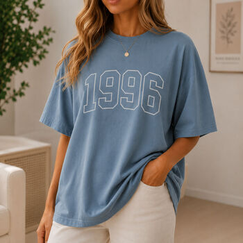 Personalised Vintage Birth Year Oversized T Shirt Gift For Her, 2 of 3