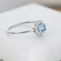 Genuine Blue Aquamarine Halo Ring Sterling Silver, thumbnail 7 of 11