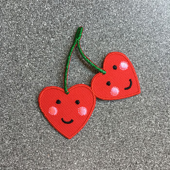 Happy Cherries Iron On Embroidered Patch, 2 of 4
