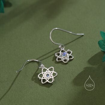 Atom Drop Hook Earrings In Sterling Silver, 2 of 11