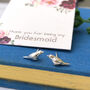 Sterling Silver Robin Thank You Bridesmaid Earrings, thumbnail 1 of 12